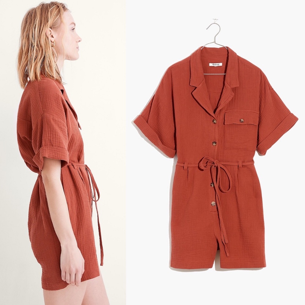 Madewell Lightspun Belted Safari Romper